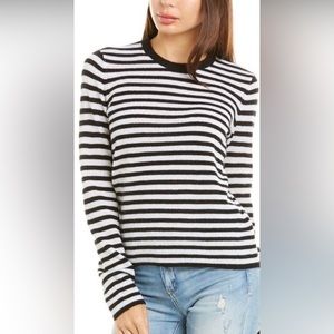 ATM Anthony Thomas Melillo 100% Cashmere Black and White Stripe Sweater